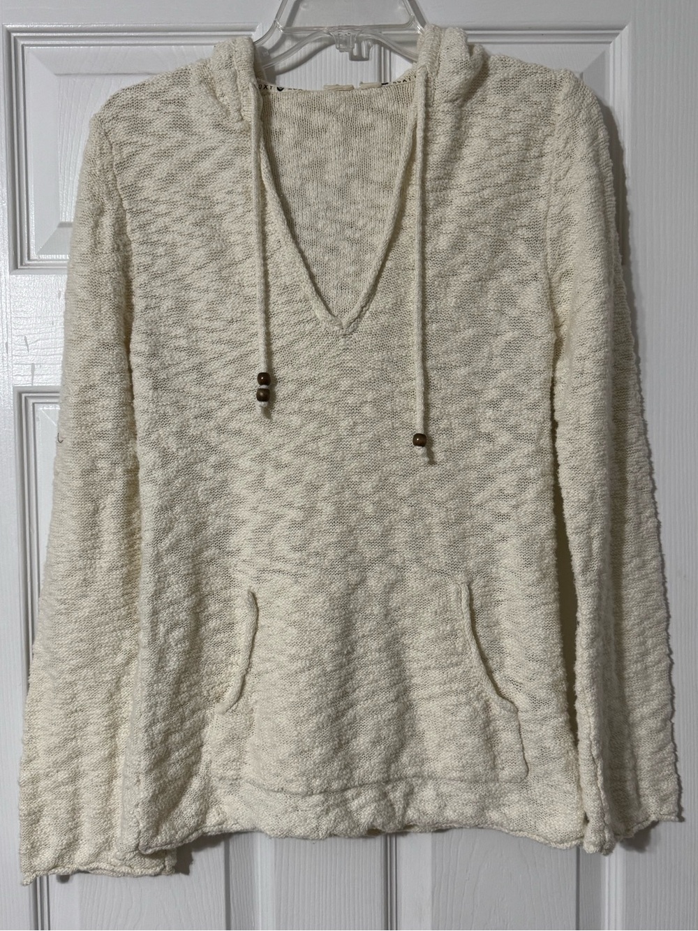 Roxy Cream V-Neck Hoodie Sweater